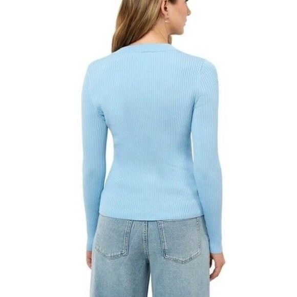 Edited by Remi Bader Women's V-Neck Cardigan Light Blue Size M Soft stretch knit - Picture 2 of 10